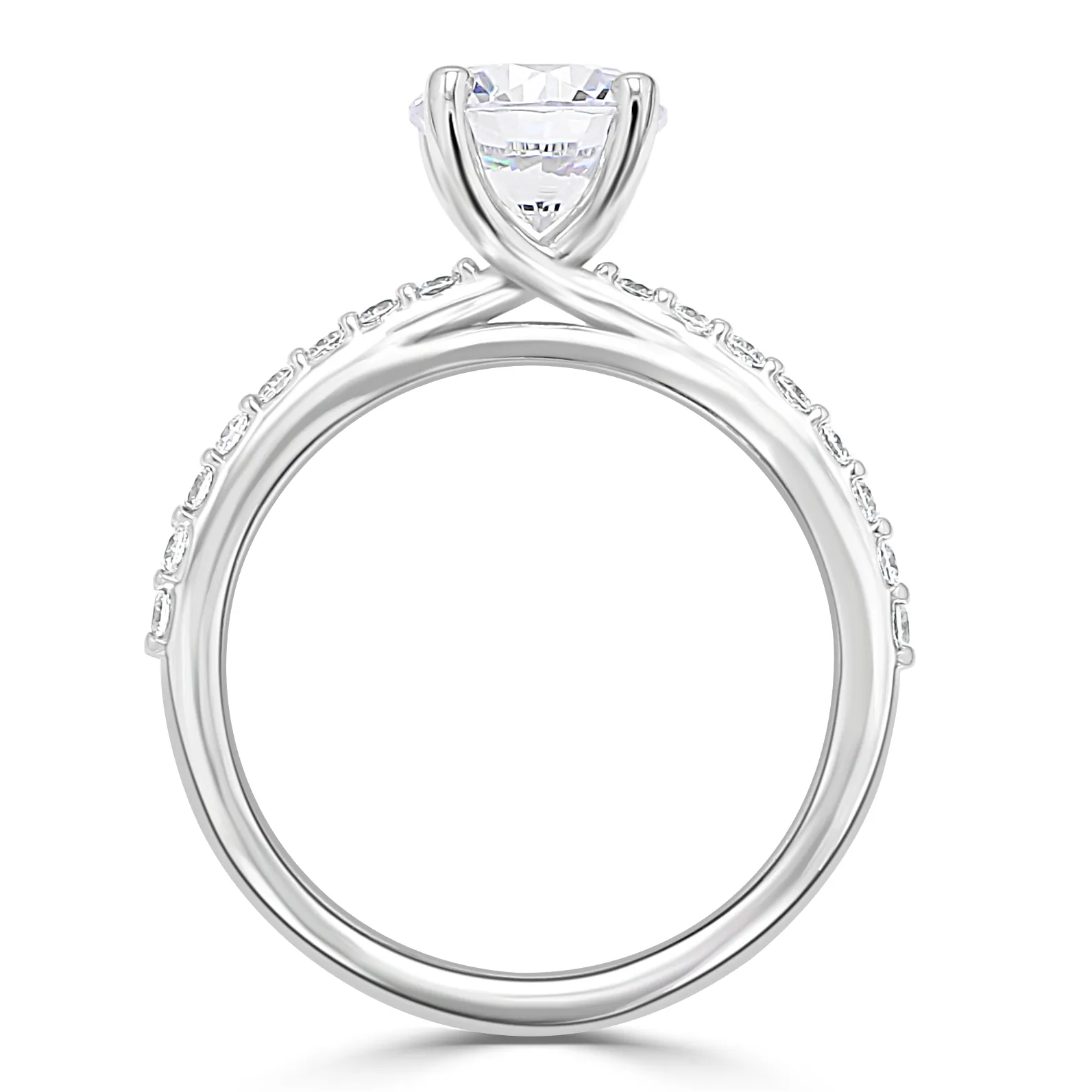 White Gold Really Pretty Unique Crossover Pave Engagement Ring jewelry store near me