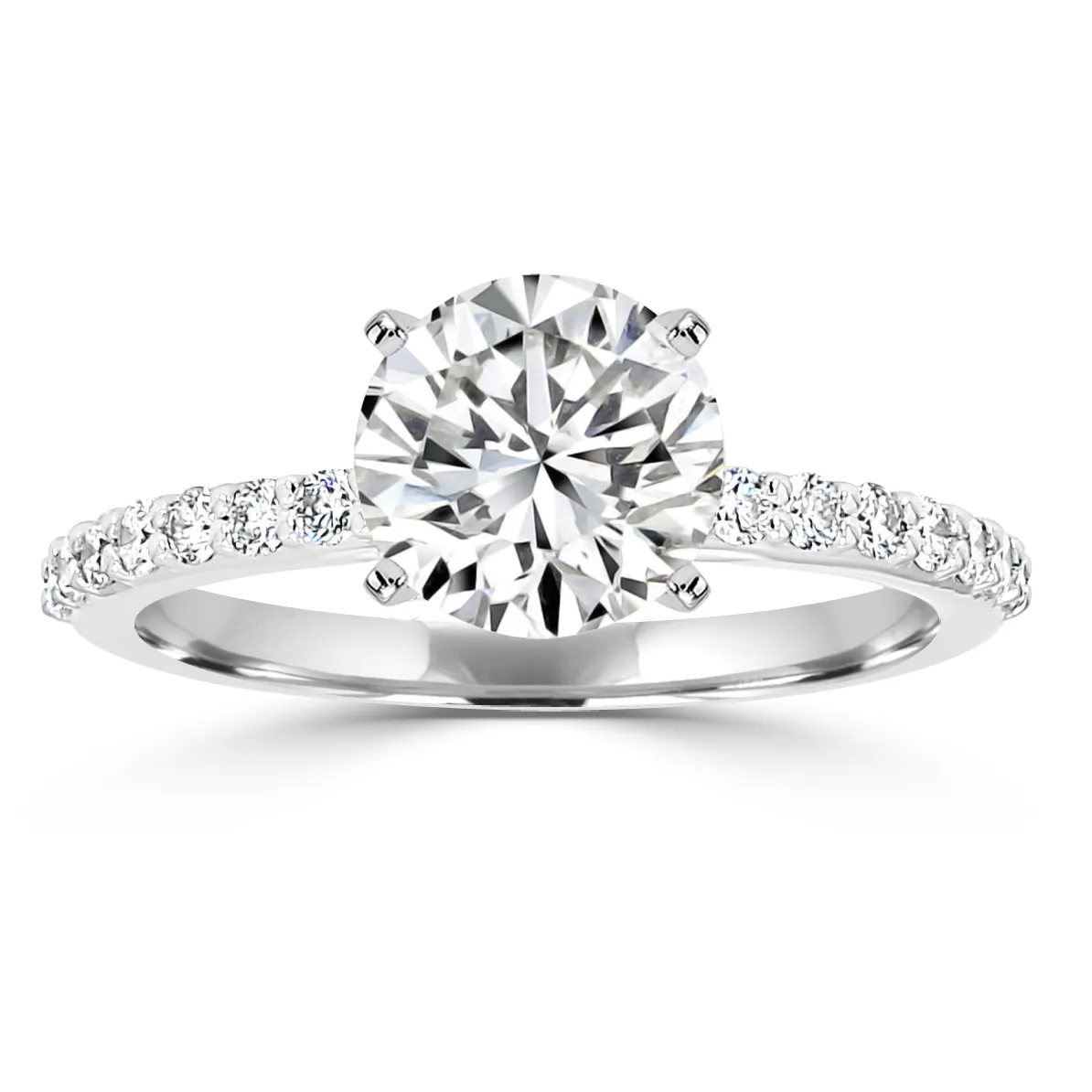 White Gold Really Pretty Unique Crossover Pave Engagement Ring