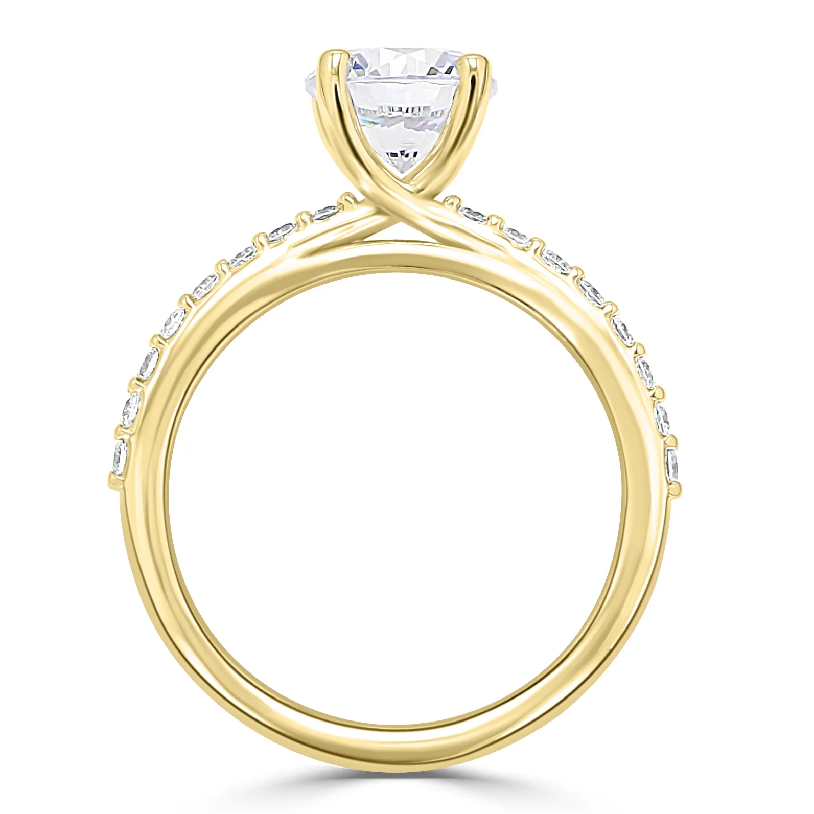 Yellow Gold Really Pretty Unique Crossover Pave Engagement Ring jewelry store near me