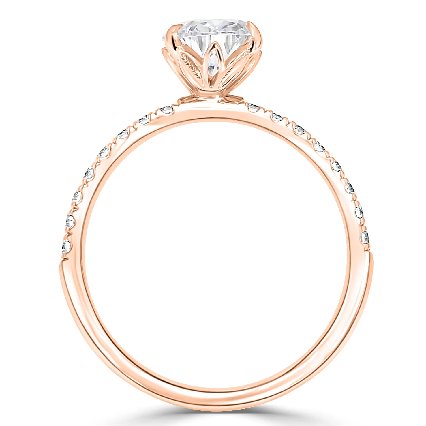 Rose Gold Beautifully Detailed Floral Inspired French Pave Diamond Ring jewelry store near me