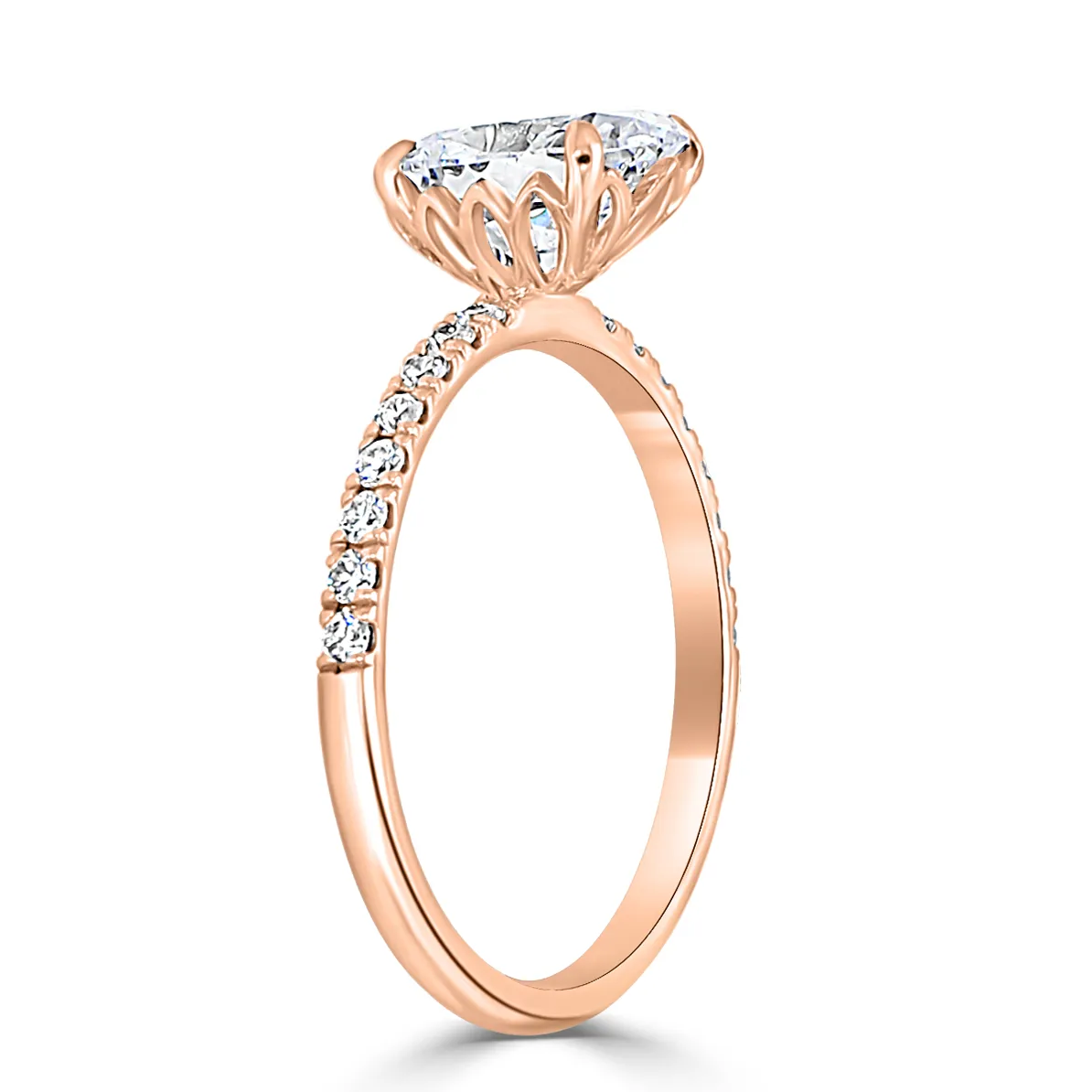 Rose Gold Beautifully Detailed Floral Inspired French Pave Diamond Ring jewelry Wabash avenue