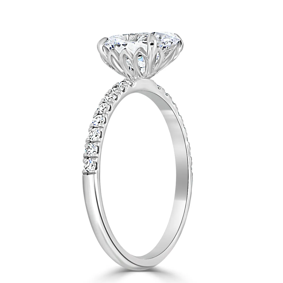 Platinum Beautifully Detailed Floral Inspired French Pave Diamond Ring jewelry Wabash avenue