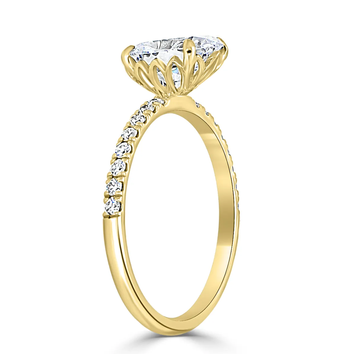 Yellow Gold Beautifully Detailed Floral Inspired French Pave Diamond Ring jewelry Wabash avenue