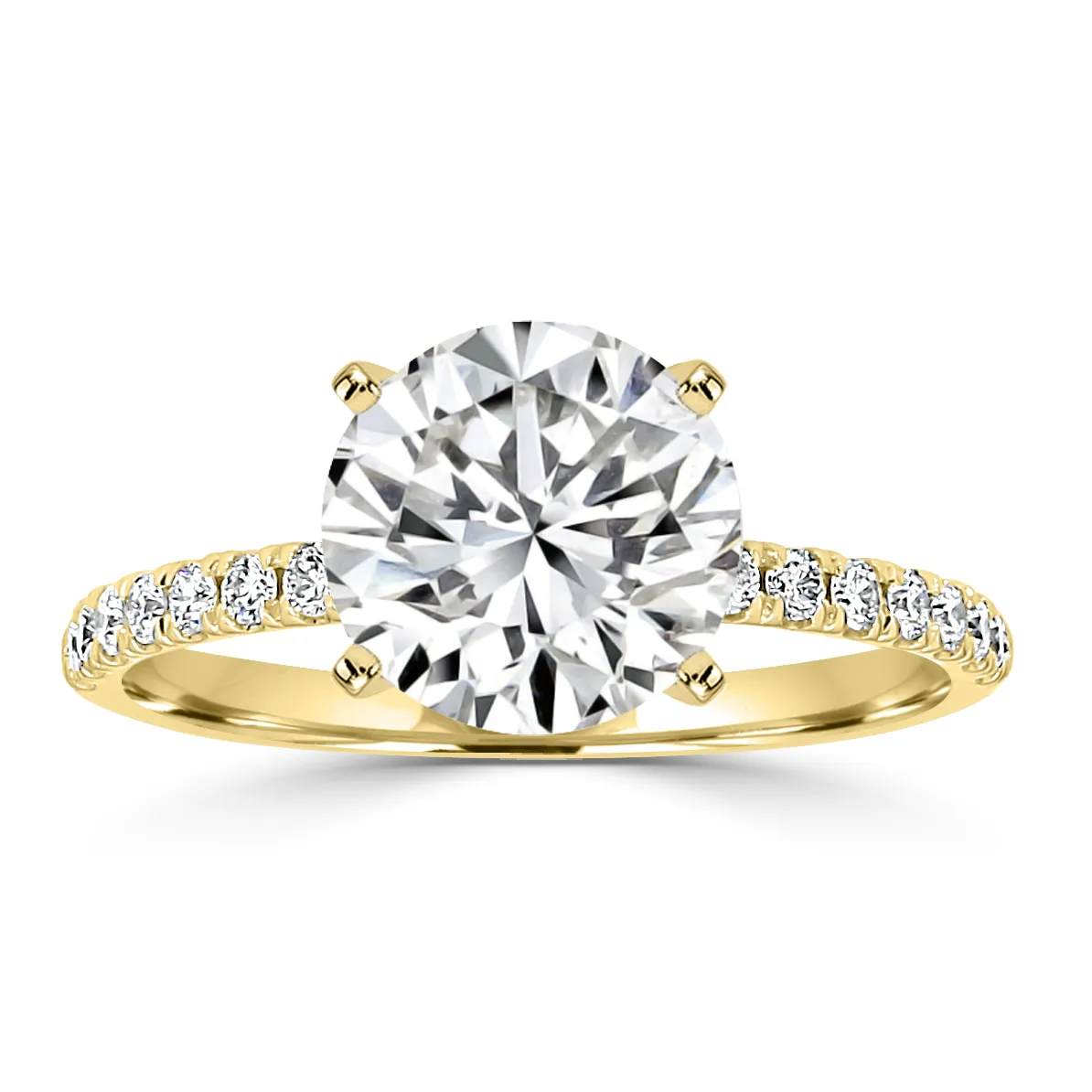 Yellow Gold Beautifully Detailed Floral Inspired French Pave Diamond Ring