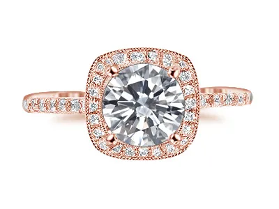 Rose Gold Engraved Antique Style Engagement Ring