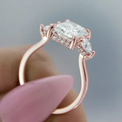 Rose Gold Spectacular Three Stone Hidden Accent Diamond Ring from best jeweler