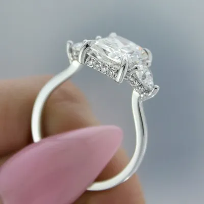 White Gold Spectacular Three Stone Hidden Accent Diamond Ring from best jeweler