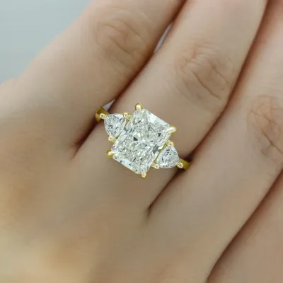 Yellow Gold Spectacular Three Stone Hidden Accent Diamond Ring jewelry windy city