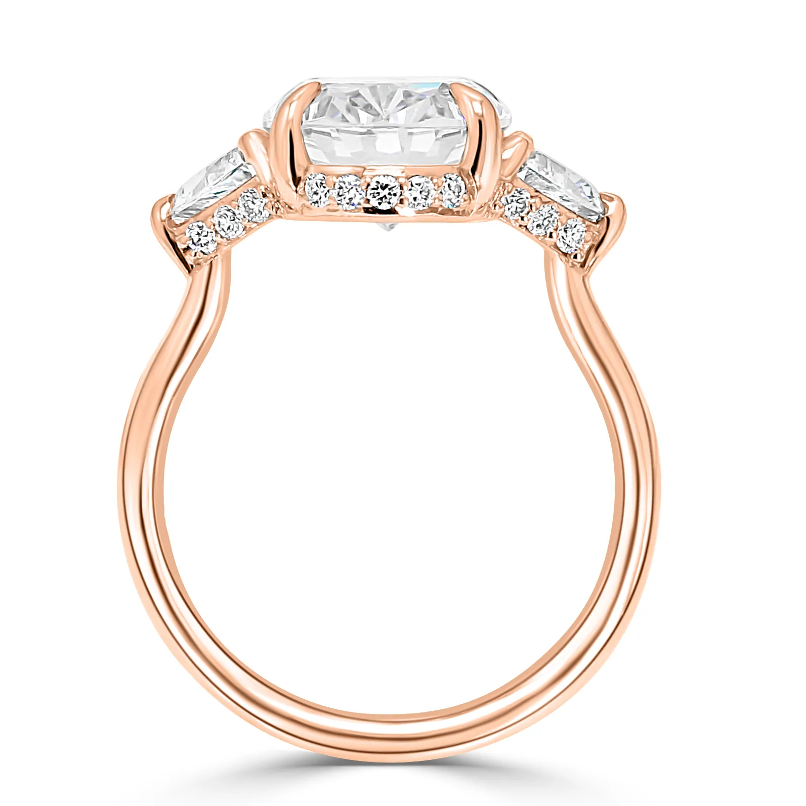 Rose Gold Spectacular Three Stone Hidden Accent Diamond Ring jewelry store near me