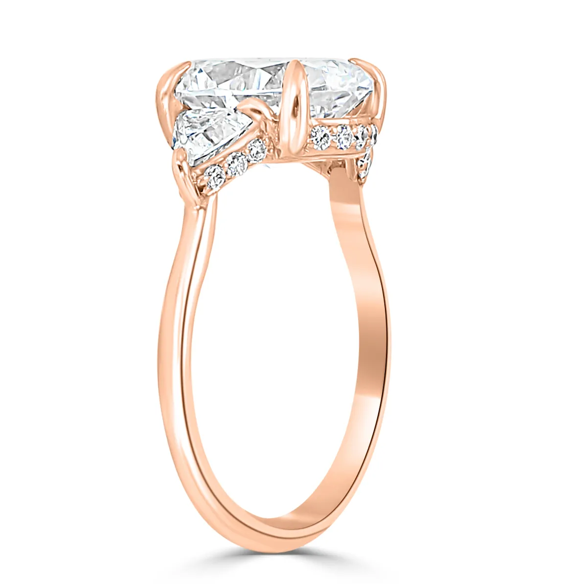 Rose Gold Spectacular Three Stone Hidden Accent Diamond Ring jewelry Wabash avenue