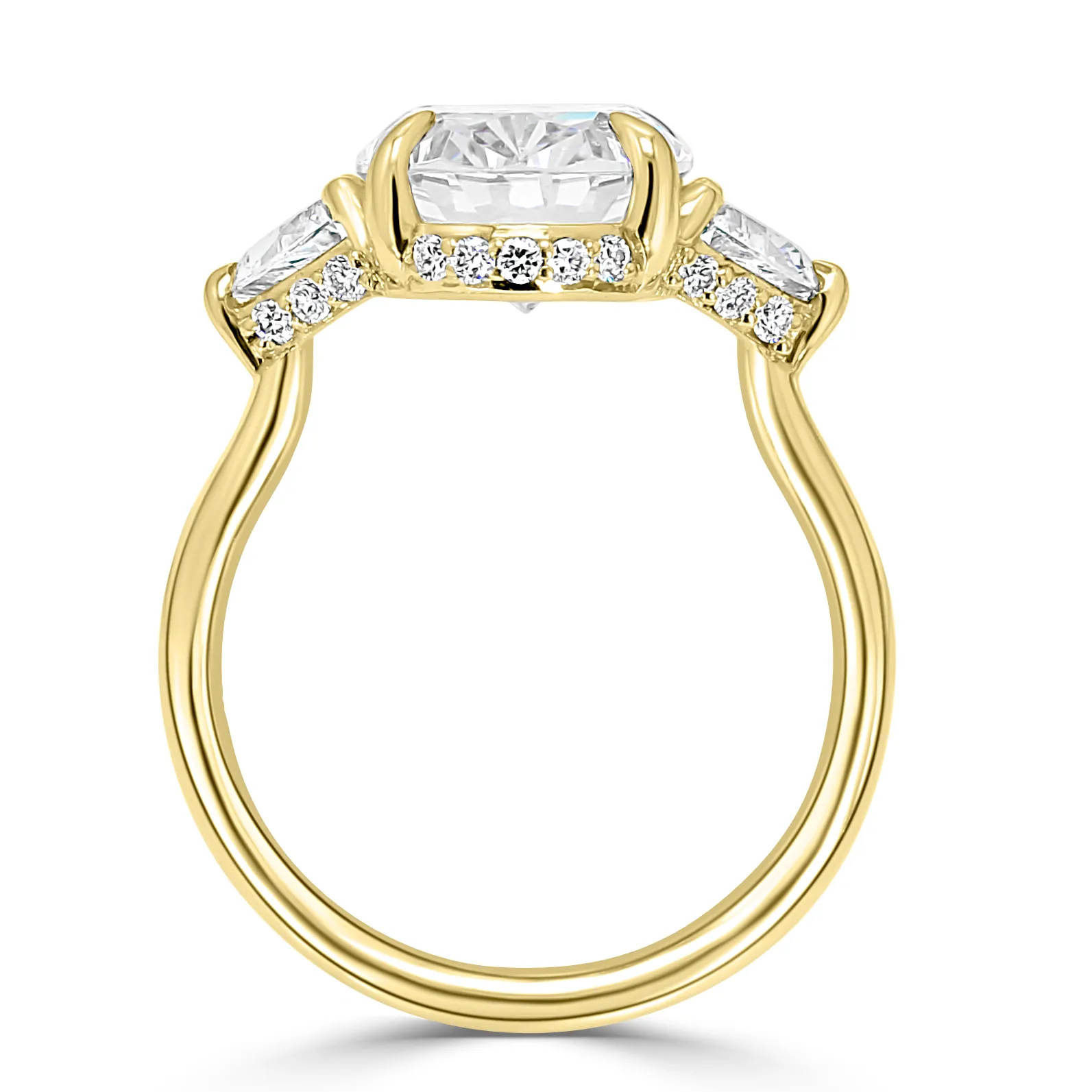 Yellow Gold Spectacular Three Stone Hidden Accent Diamond Ring jewelry store near me