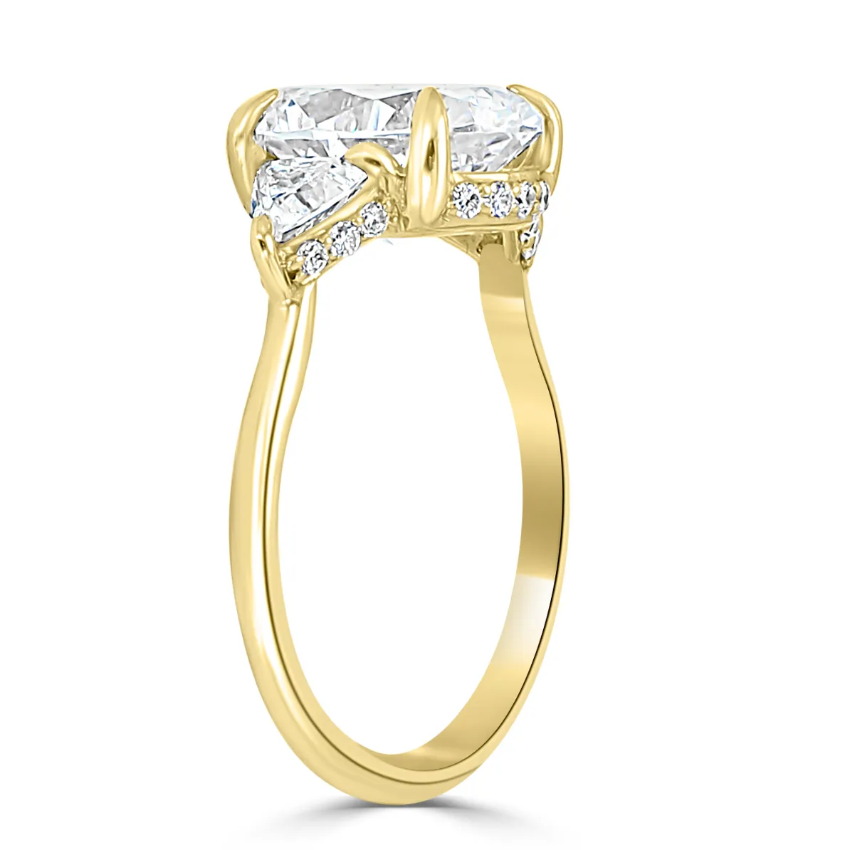 Yellow Gold Spectacular Three Stone Hidden Accent Diamond Ring jewelry Wabash avenue