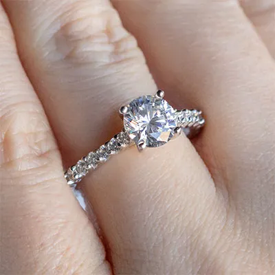 White Gold Gorgeous and Brilliant Petite Shared Prong Engagement Ring jewelry windy city