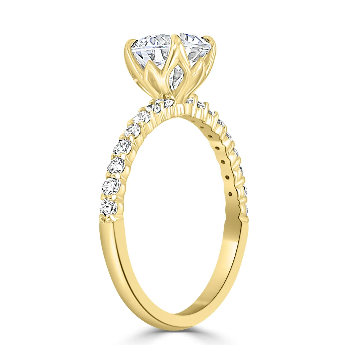 Yellow Gold Gorgeous and Brilliant Petite Shared Prong Engagement Ring jewelry store near me