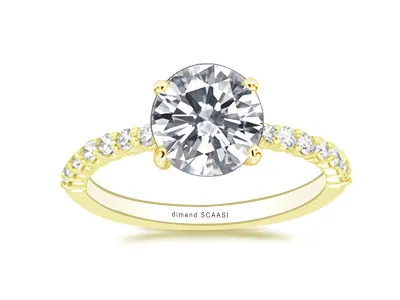 Yellow Gold Gorgeous and Brilliant Petite Shared Prong Engagement Ring