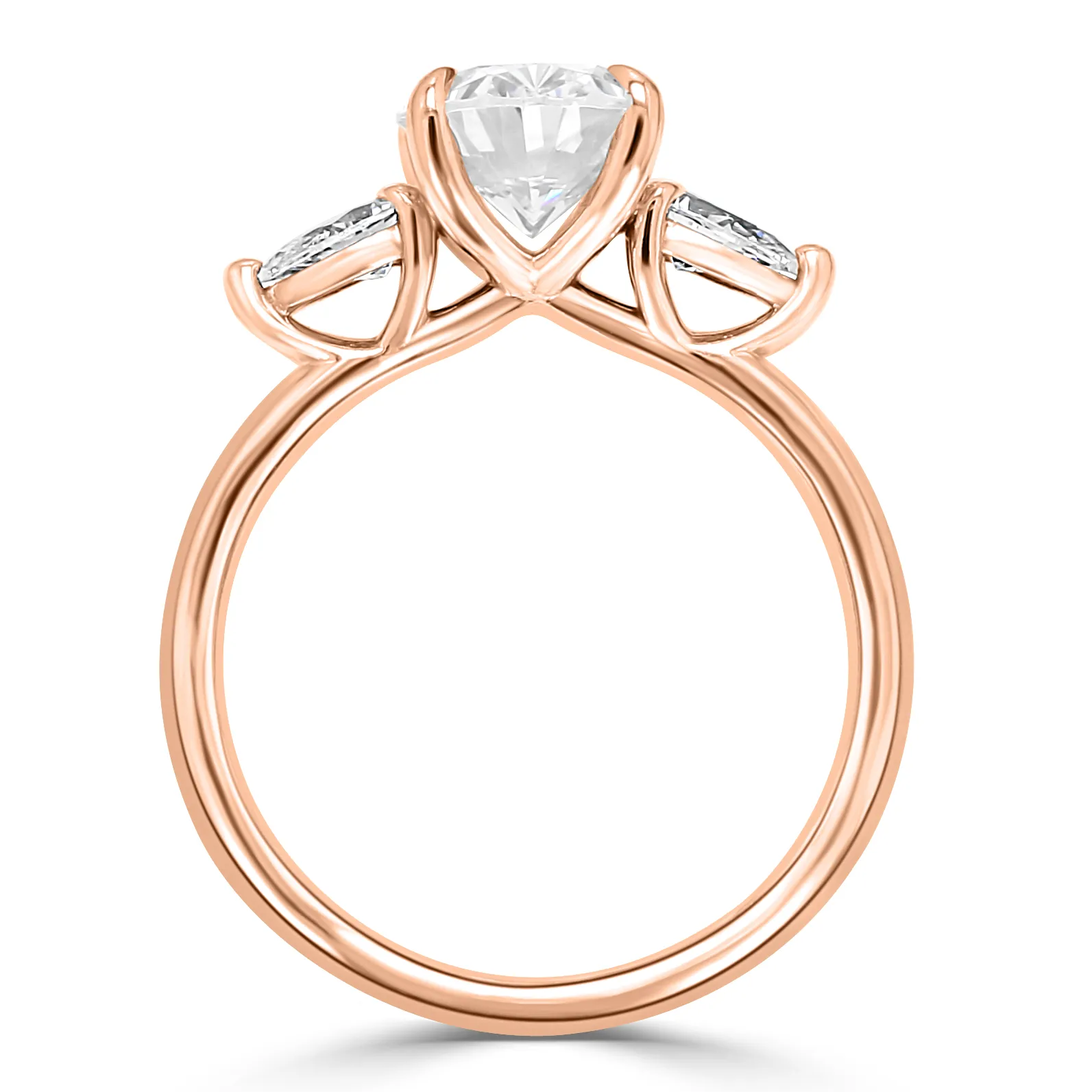 Rose Gold Oval & Pear Three Stone Diamond Engagement Ring jewelry store near me