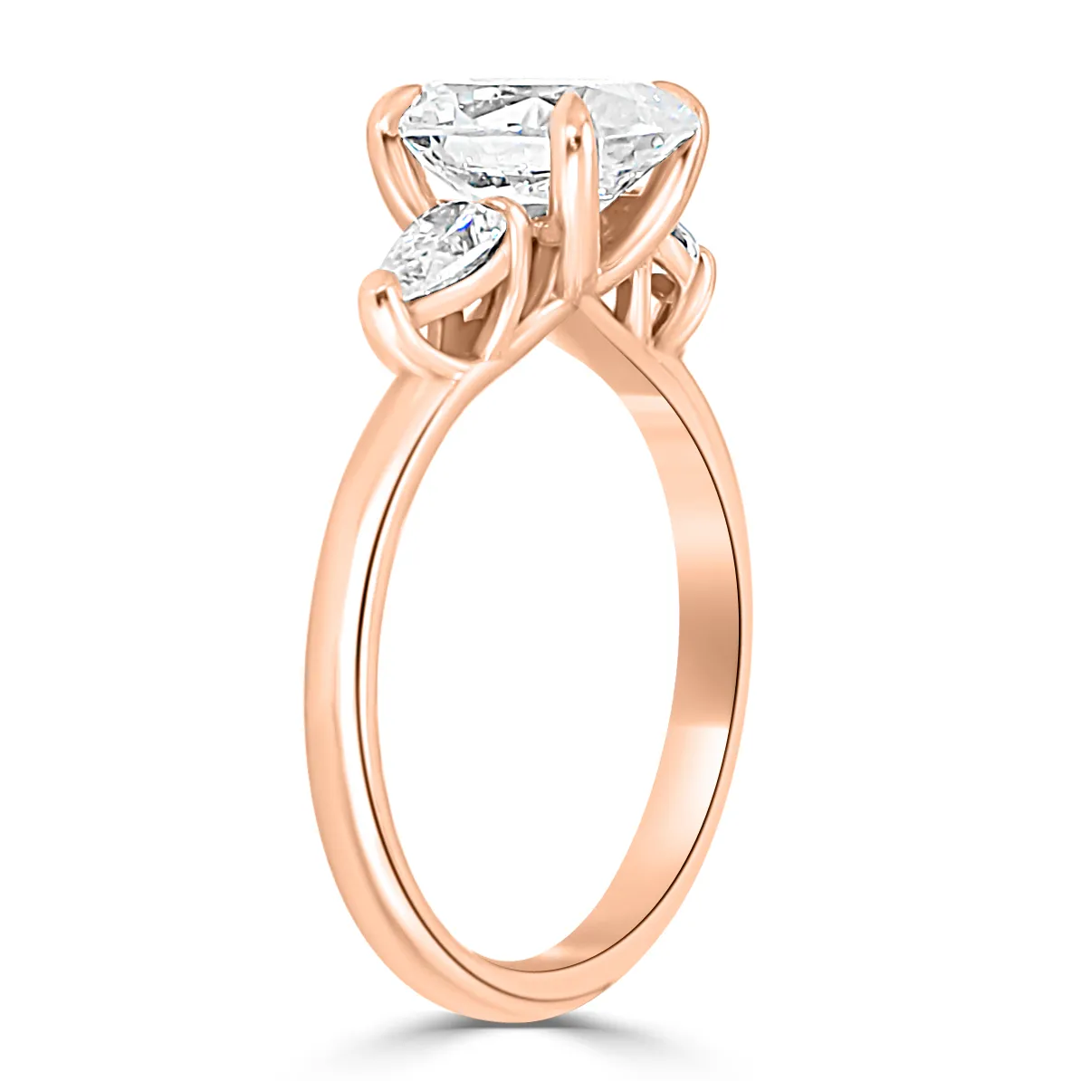 Rose Gold Oval & Pear Three Stone Diamond Engagement Ring jewelry Wabash avenue