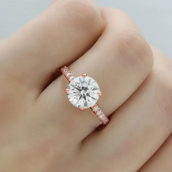 Rose Gold Two Hidden Halo Diamond Engagement Ring jewelry windy city