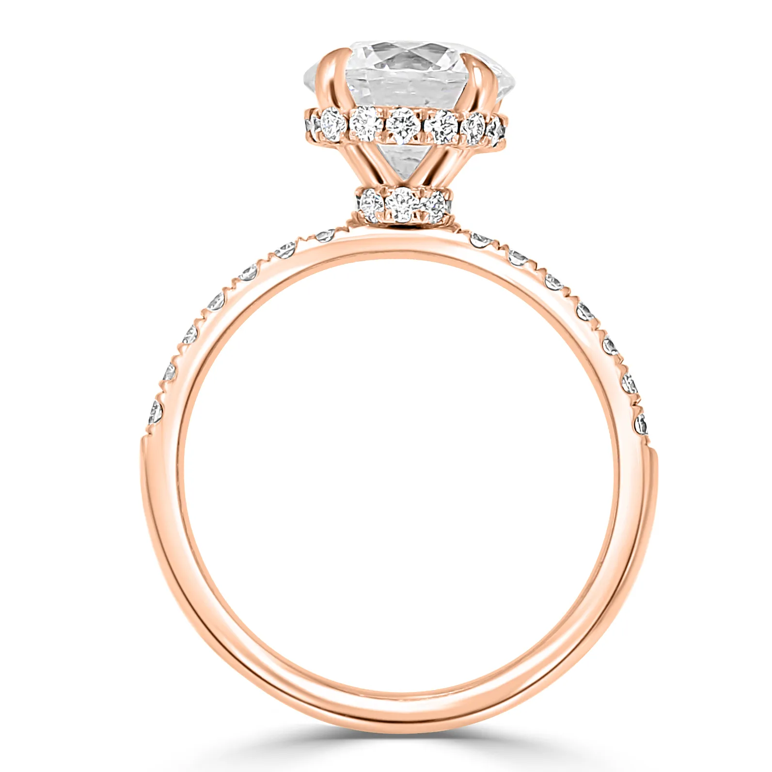 Rose Gold Two Hidden Halo Diamond Engagement Ring jewelry store near me