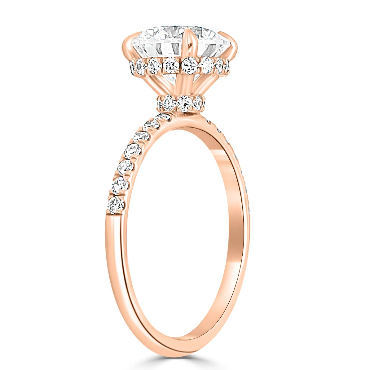 Rose Gold Two Hidden Halo Diamond Engagement Ring jewelry Wabash avenue