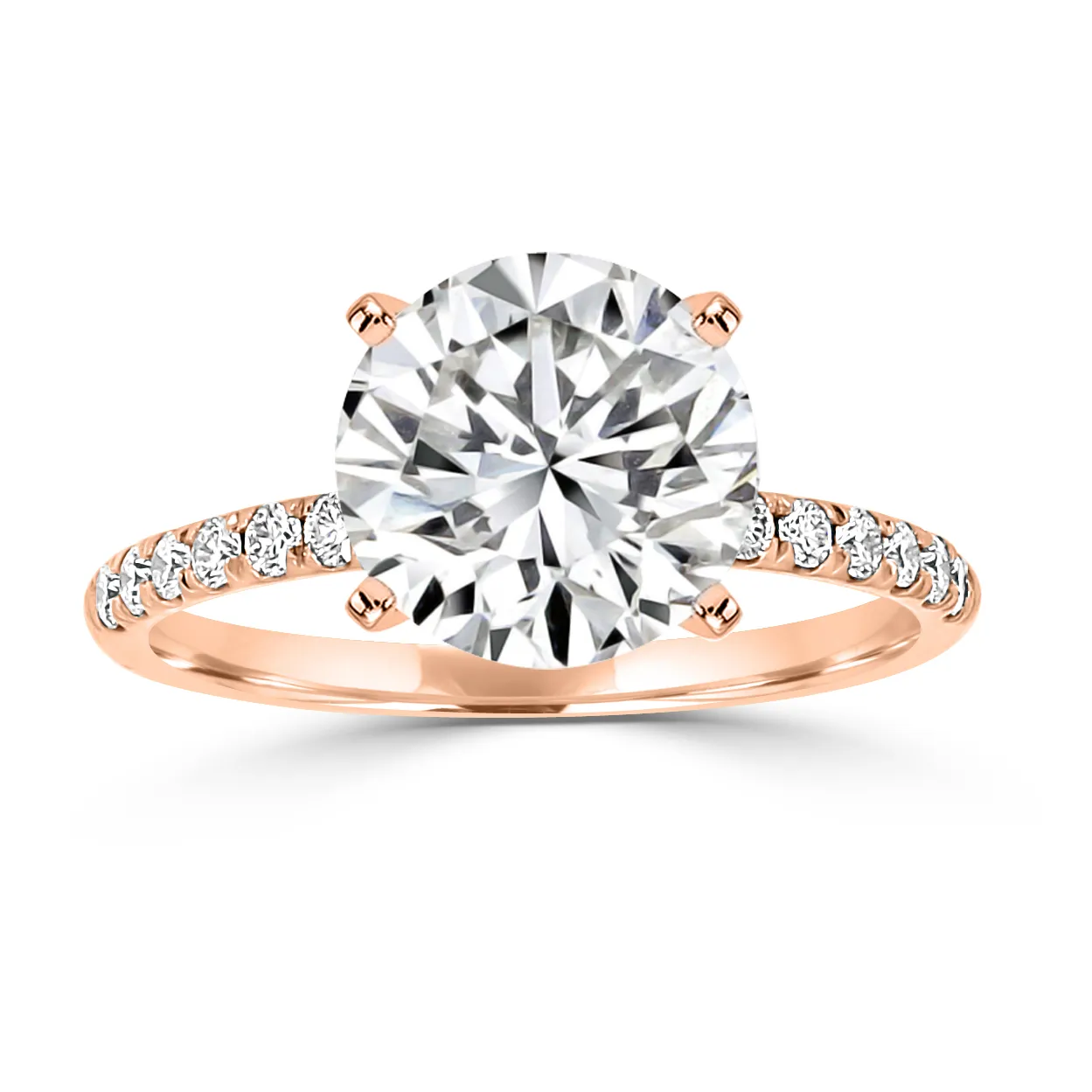 Rose Gold Two Hidden Halo Diamond Engagement Ring