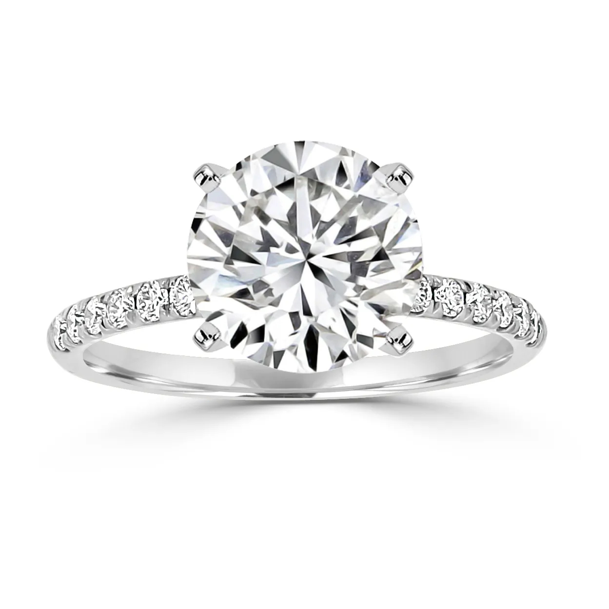 Platinum Two Hidden Halo Diamond Engagement Ring