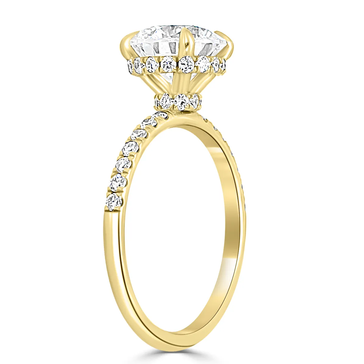 Yellow Gold Two Hidden Halo Diamond Engagement Ring jewelry Wabash avenue