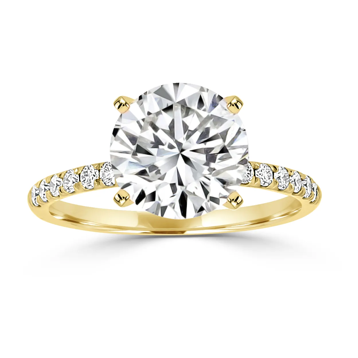 Yellow Gold Two Hidden Halo Diamond Engagement Ring