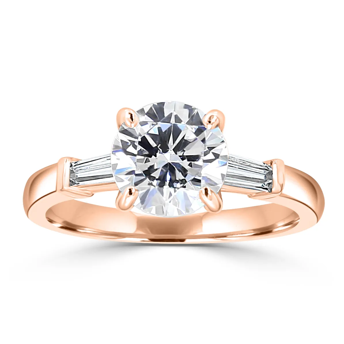 Rose Gold Classic Three Stone Style Engagement Ring