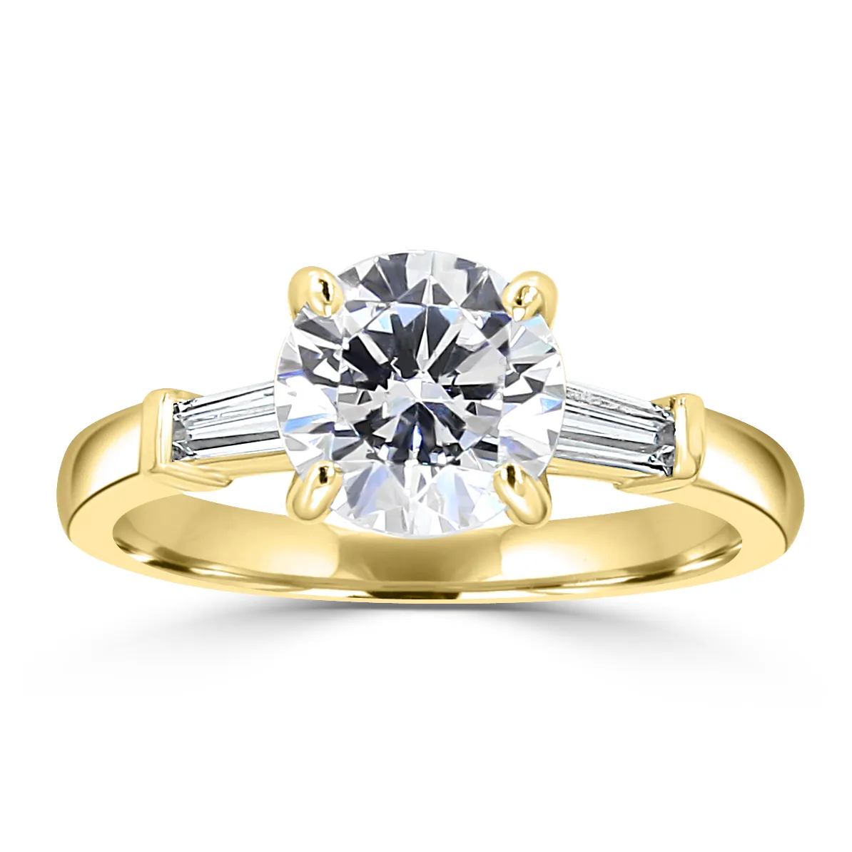 Yellow Gold Classic Three Stone Style Engagement Ring