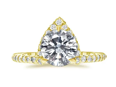 Yellow Gold Half Halo Diamond Engagement Ring