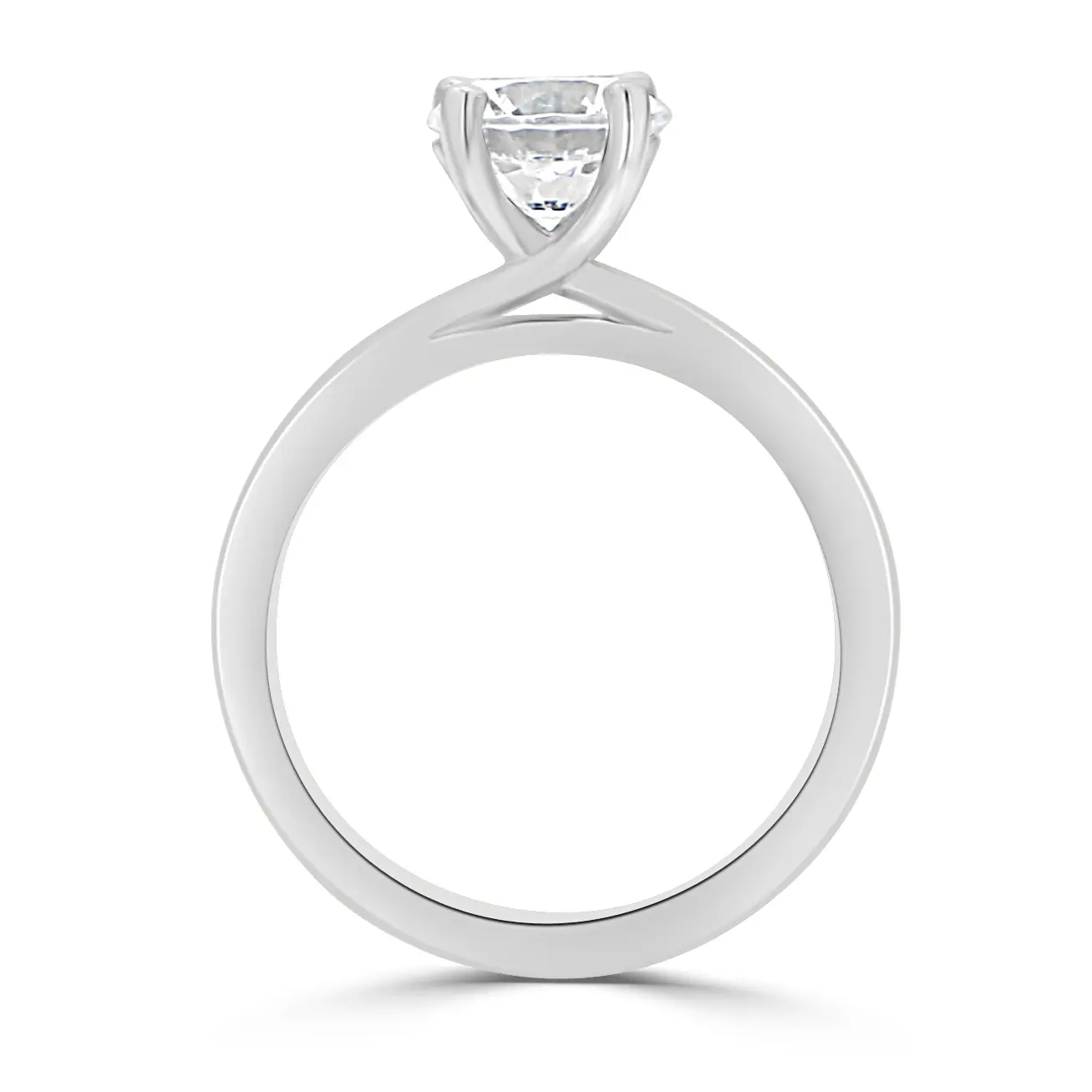 Platinum Perfect Crossover Solitaire Engagement Ring jewelry store near me