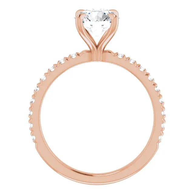 Rose Gold Modern Classic French Pave Set Diamond Engagement Ring jewelry store near me