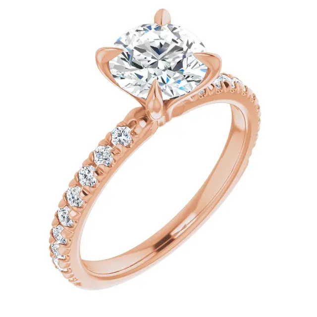 Rose Gold Modern Classic French Pave Set Diamond Engagement Ring jewelry Wabash avenue
