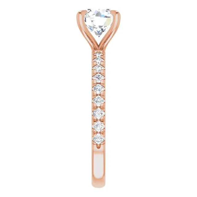 Rose Gold Modern Classic French Pave Set Diamond Engagement Ring jewelry windy city