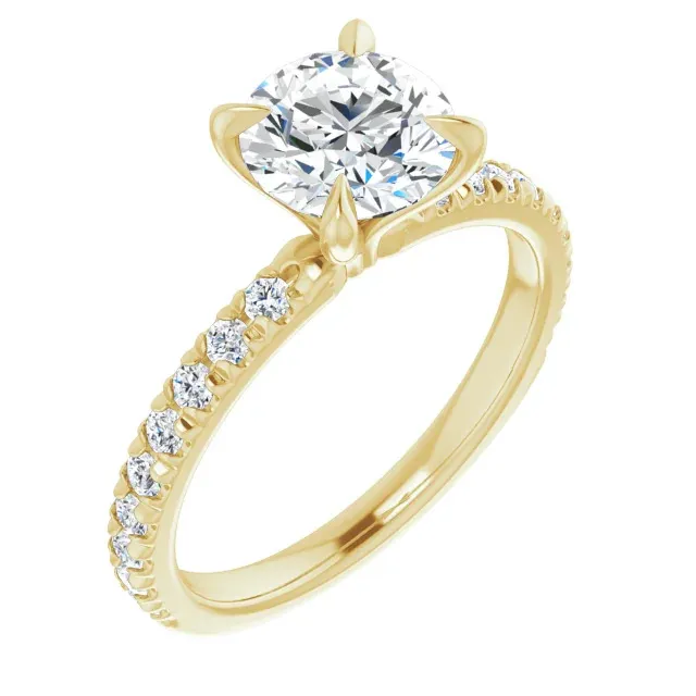 Yellow Gold Modern Classic French Pave Set Diamond Engagement Ring jewelry Wabash avenue