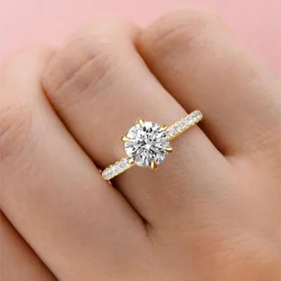 Yellow Gold 6-Prong Diamond Engagement Ring from best jeweler