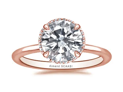 Rose Gold Minimalist Belgian Pave Open Profile Engagement Ring