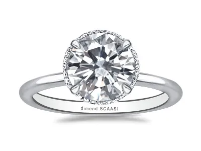 Platinum Minimalist Belgian Pave Open Profile Engagement Ring