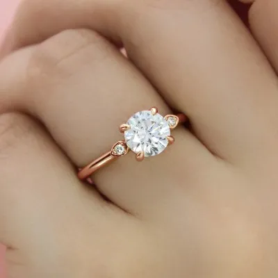 Rose Gold Diamond Accented Art Deco Inspired Antique Engagement Ring jewelry Wabash avenue