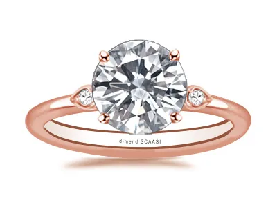 Rose Gold Diamond Accented Art Deco Inspired Antique Engagement Ring