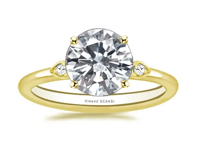 Yellow Gold Diamond Accented Art Deco Inspired Antique Engagement Ring