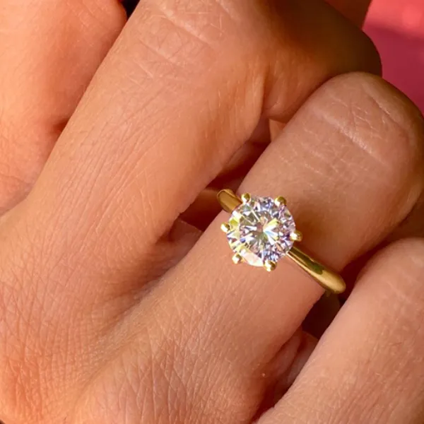 Yellow Gold Six Pronged Enagement Ring jewelry windy city