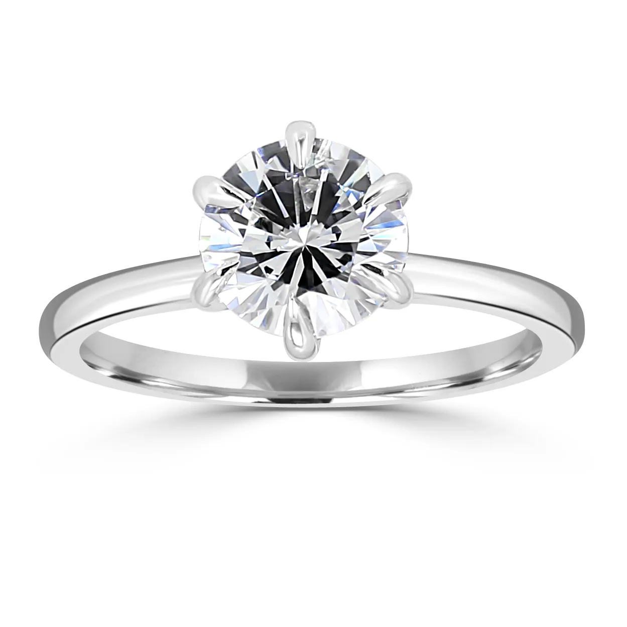 White Gold Six Pronged Enagement Ring