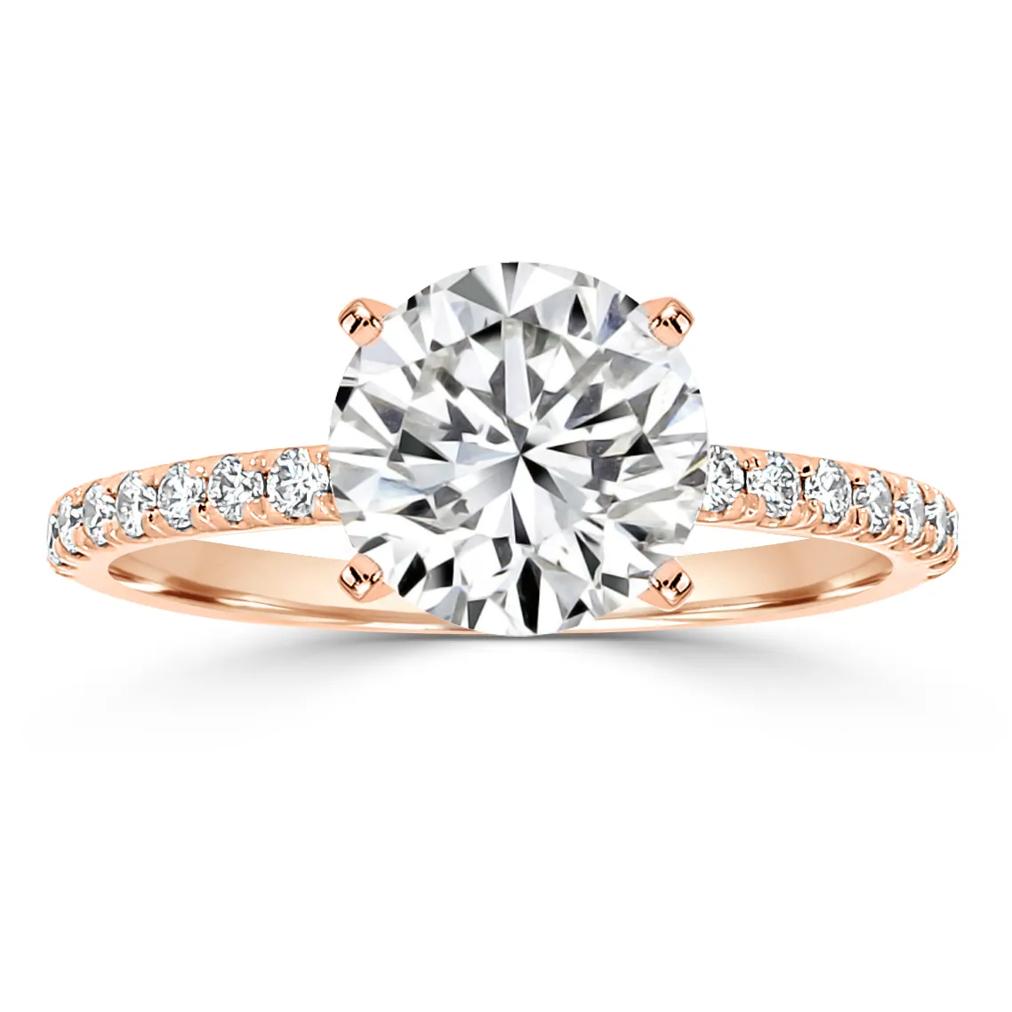 Rose Gold Refined and Slimmer Delicate Pave Engagement Ring