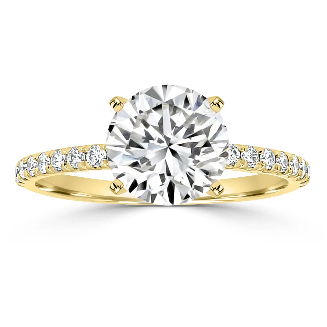 Yellow Gold Refined and Slimmer Delicate Pave Engagement Ring