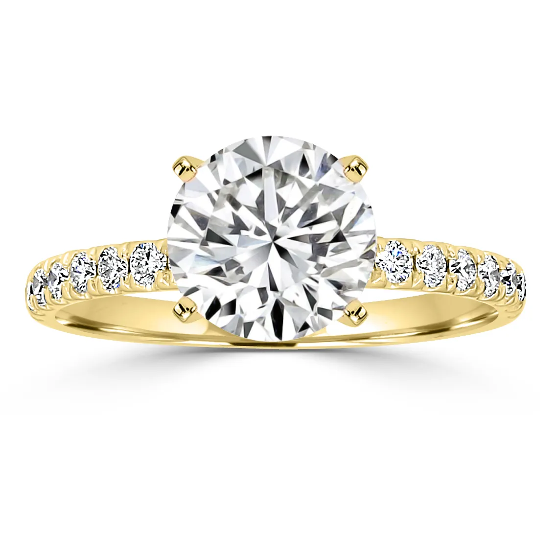 Yellow Gold Signature French Split Pave Set Diamond Ring