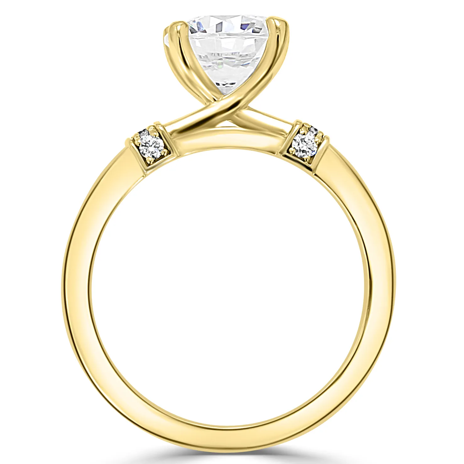 Yellow Gold Crossover Diamond Accented Engagement Ring jewelry store near me