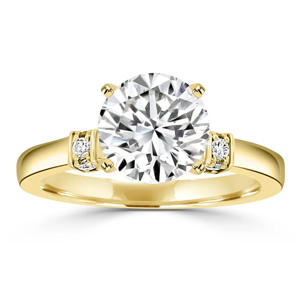 Yellow Gold Crossover Diamond Accented Engagement Ring