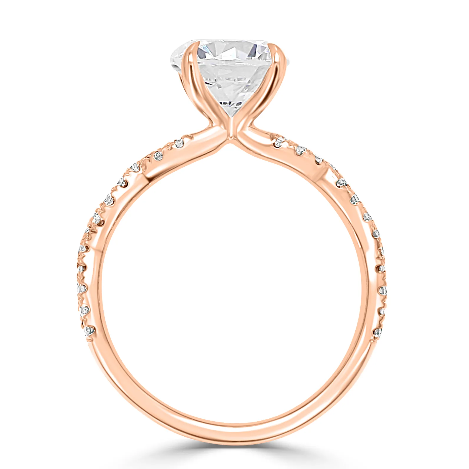 Rose Gold Twisted Double Pave Unique Engagement Ring jewelry store near me